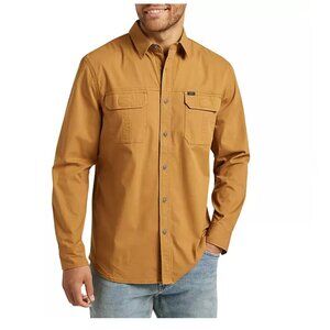 Lee Men's Premium Select Classic‎ Fit Canvas Utility Button Down Shirt Tobacco